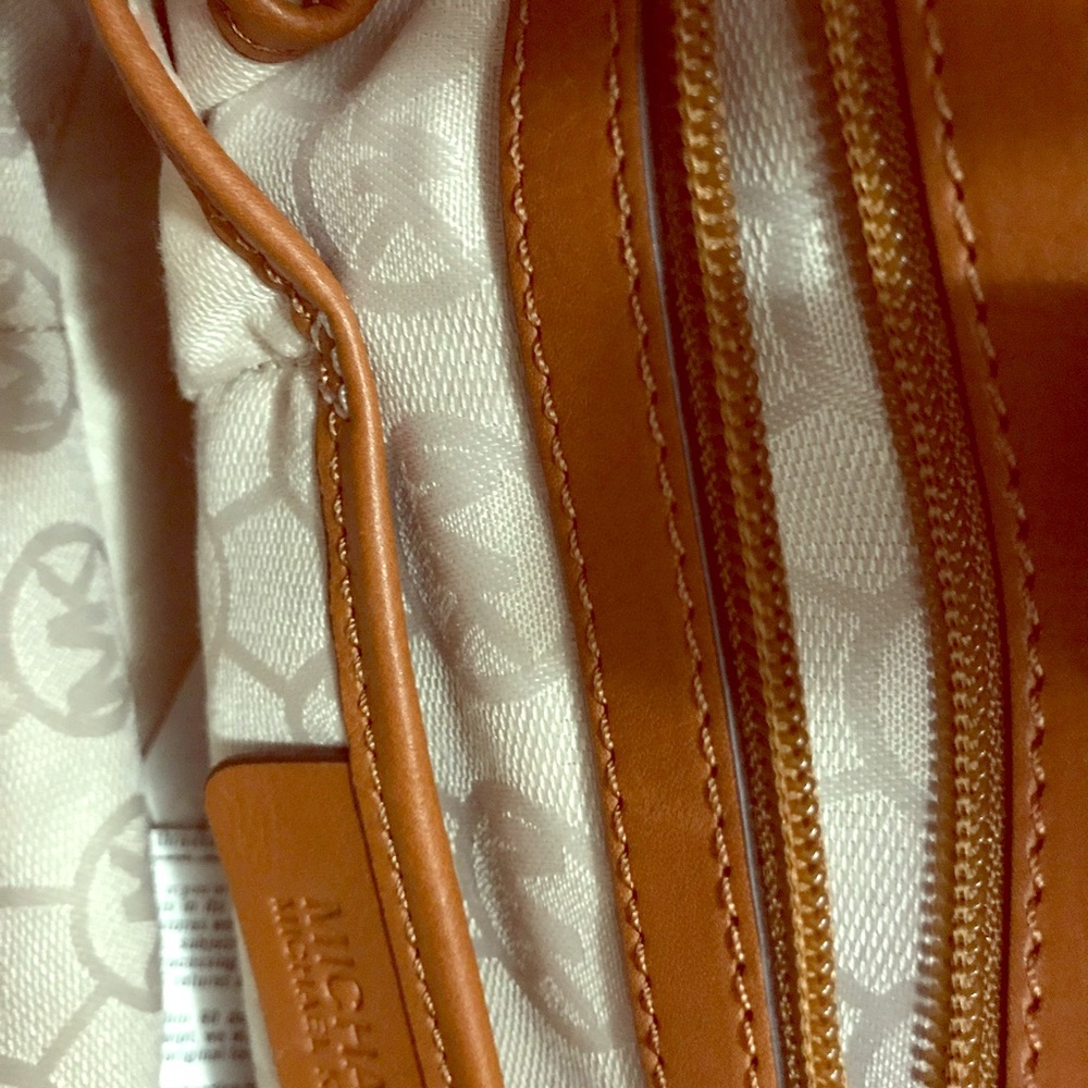 MK denim and straw bag. EUC